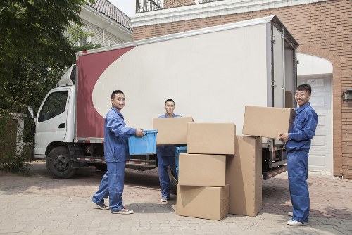 Boxes and wrapped household items prepared for relocation