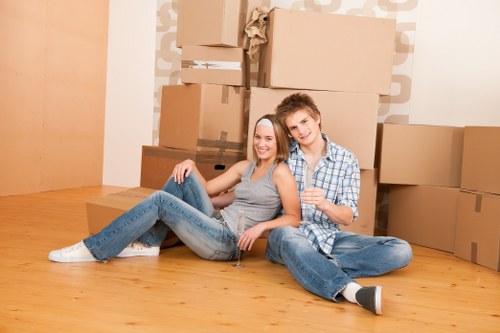 Packed moving boxes ready for removals in Winchmore Hill
