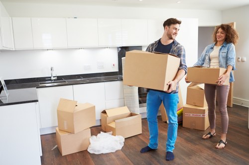 Office relocation items prepared for transport in Winchmore Hill