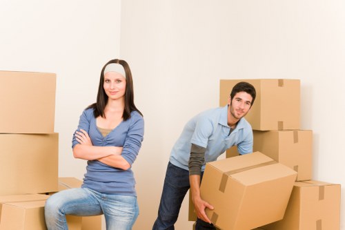 Packed office items ready for professional removal in Winchmore Hill